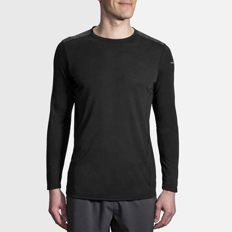 Brooks Distance Mens Long Sleeve Running Shirt - Grey - Philippines (284507RES)